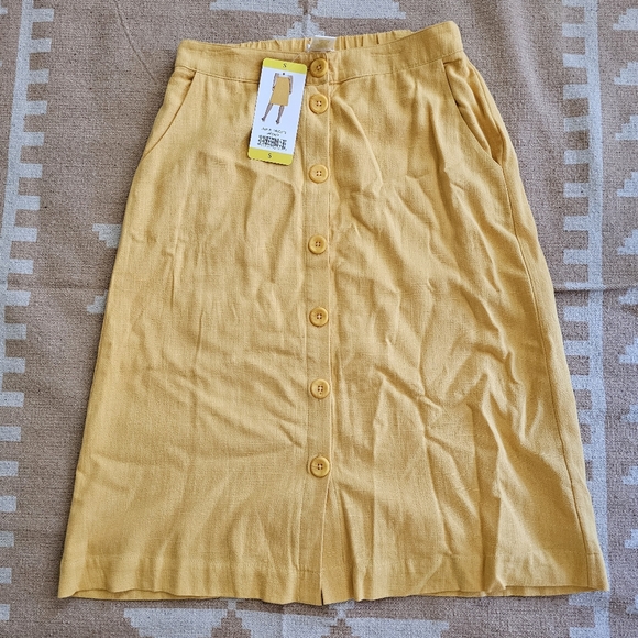 NWT Matty M Women's Linen Blend Skirt Button Front Elastic Waist Side Pockets - Picture 4 of 6
